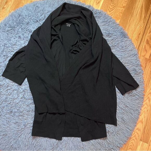 Theory Black Wool Cardigan With Scarf Collar Size S - Picture 1 of 8